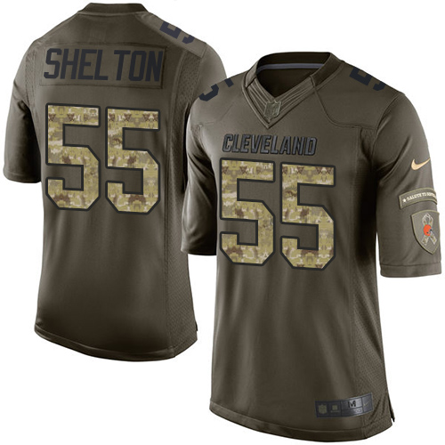 Men's Limited Danny Shelton Nike Jersey Green - #55 Salute to Service NFL Cleveland Browns